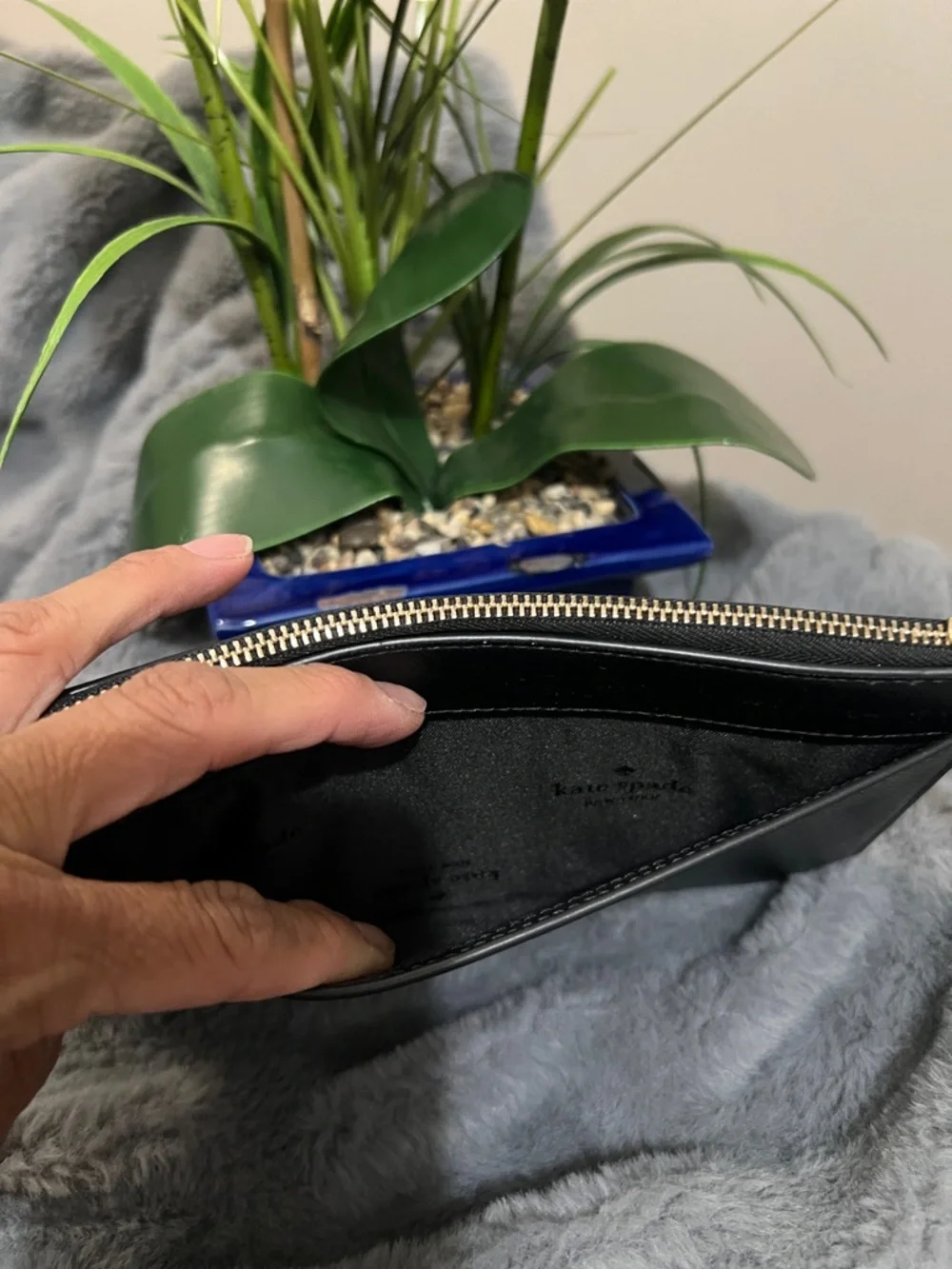 kate spade Black Textured Leather Wristlet Clutch - Picture 4 of 6